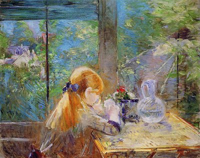 Red-haired girl sitting on a veranda by Berthe Morisot